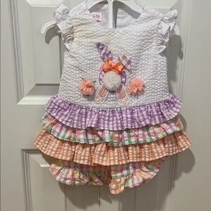 Adorable Ruffled Baby Dress with Bunny Design